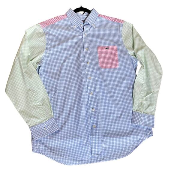 Vineyard Vines Men's Patchwork Slim Fit Tucker Button-Up Long-Sleeve Dress Shirt - Picture 9 of 11